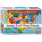 Waypoint Geographic Kid'S Usa Jumbo 48 Piece Floor Puzzle, 24'X36, Blue Ocean