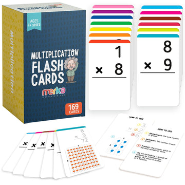 Merka 3Rd Grade Multiplication Flash Cards, Multiplication Table For Kids, Math Facts, Set Of 169 Cards Fractions Manipulatives