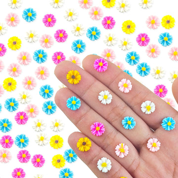WOZADU 300 PCS Colorful Mini Resin Daisy Figures for Crafts Tiny Resin Flowers Miniature Things for Dollhouse Fairy Garden Micro Landscaping Decoration Cake Toppers Decor