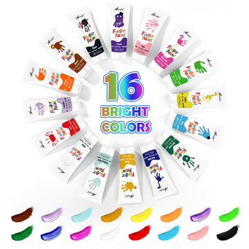 Aroic 16Colors Kids Washable Finger Paint, Non-Toxic, Art Painting Supplies For Toddlers, Finger Painting Supplies For Kids, Hand Painting Diy Crafts