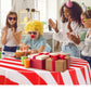 Tatuo 3 Pcs Red and White Round Circus Table Cloth 84 Inch Carnival Circus Tablecloths Striped Disposable Plastic Table Cover fo
