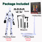 T-13 Action Figure with Pose Stand Anime Robot Building Toy Sets Lucky Puppet Joints for Boys Girls Men Women Multi-Jointed Moveable Dummy Desk Decoration Desktop Ornament for Game Lover White