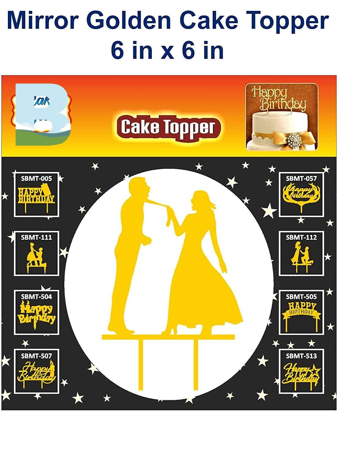 Baking Set Mirror Finshing Acrylic Couples Cake Topper Shouded Couple