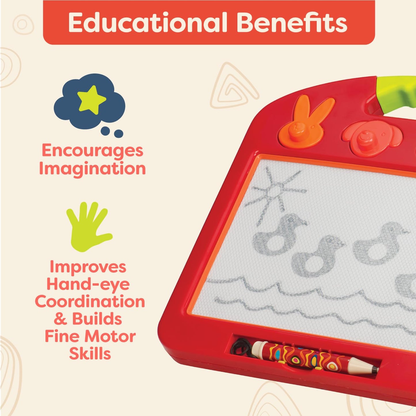 B. - Magnetic Drawing Board - 4 Animal Stamps - Portable Sketcher - Creative Toys For Toddlers, Kids - 18 Months + - Toulouse-La