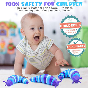Cevioce Fidget Slug Toy for Autism - Blue Plastic Sensory Toy for Kids & Adults, Ideal Party Favor, Travel Toy for Ages 1+
