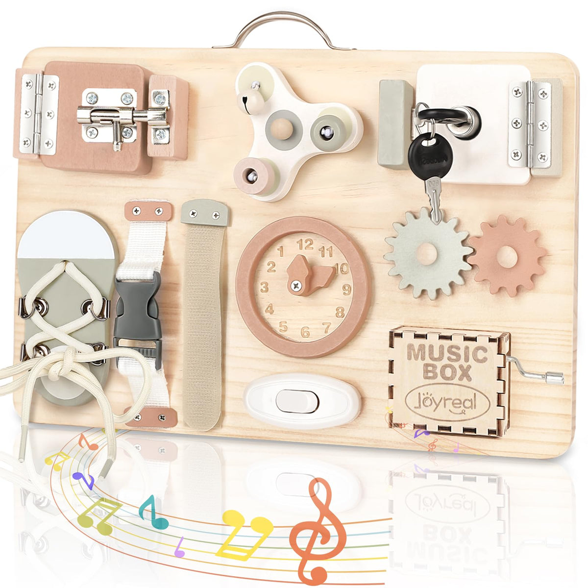 Joyreal Montessori Busy Board Motor Skill Board Activity Board Montessori Motor Skills Toy Sensory Board Motor Skill Board Gift 