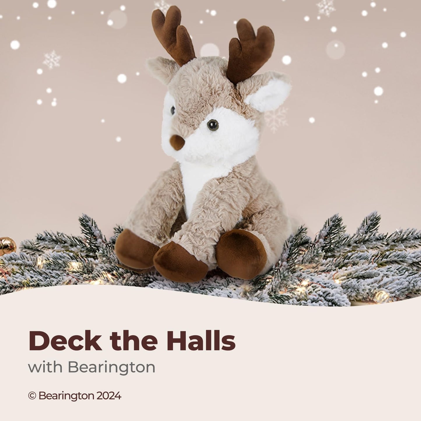 Bearington Collection Reiny Christmas Reindeer Plush Toy - 11.5" Soft Stuffed Animal for Kids and Teens, Scruffy Fur