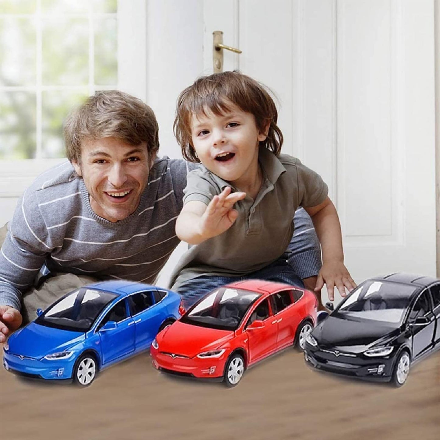 Gidoyi Toy Car Model X, Pull Back Car Toys Alloy Vehicles With Lights And Sound 1:32 Scale Model Car (Red)