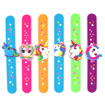 LOCHSOEL Silicone unicorn Slap Bracelets - Silicone Unicorn Wristband Birthday Party Favors, Boys Girls Party Favors Gifts Carni