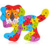Lovestown Lion Wooden Puzzle, 26Pcs Jigsaw Puzzle Alphabet And Number Blocks Animal Wooden Building Blocks For Kid Preschool Edu