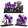 Lingteer Happy 21St Birthday Purple Acrylic Table Topper Centerpieces Set - Cheers To 21 Years Old Birthday 21St Bday Party Gift Decorations.