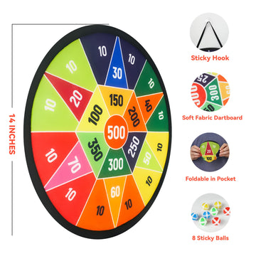 Bellochiddo 14' Dart Board For Kids, Dart Game For 3 4 5 6 7 8 9 10 Years Old Boys & Girls With 8 Sticky Balls, Kids Toys, Indoor Outdoor Party Games Toys, Birthday For Toddlers
