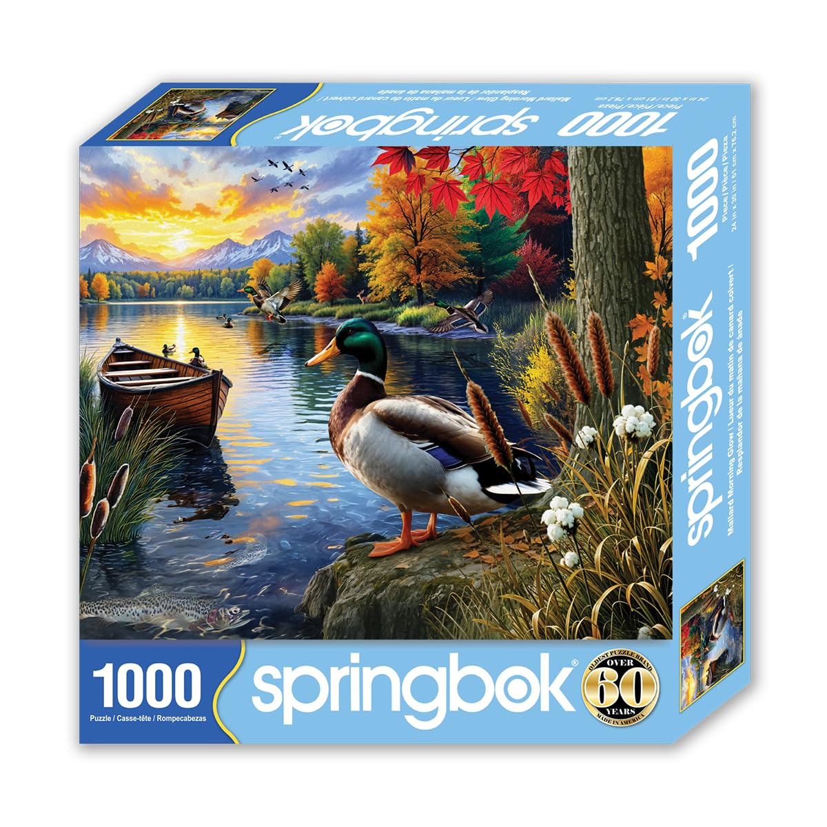 Springbok 1000 Piece Jigsaw Puzzle - Mallard Morning Glow - Unique Cut Cardboard - 24x30 inches - Model 33-11314