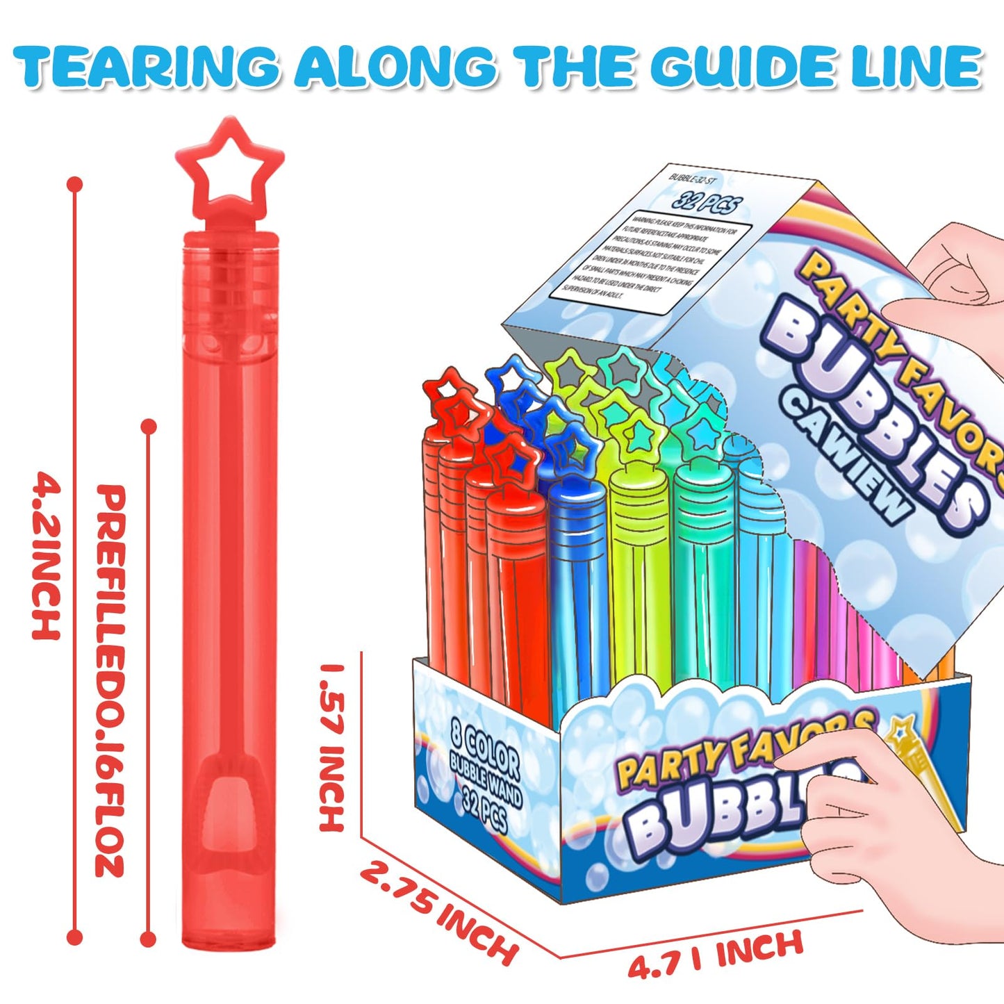 32 Pcs 8 Colors Neon Bubbles Party Favors For Kids, Mini Star Bubble Wand Bulk In Gift Box As Goody Bags Stuffer, Classroom Give