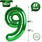 Green Number 9 Balloon 40 Inch, 9 Balloon Number, 9Th Birthday Decorations, Green Party Supplies For Boys Girls