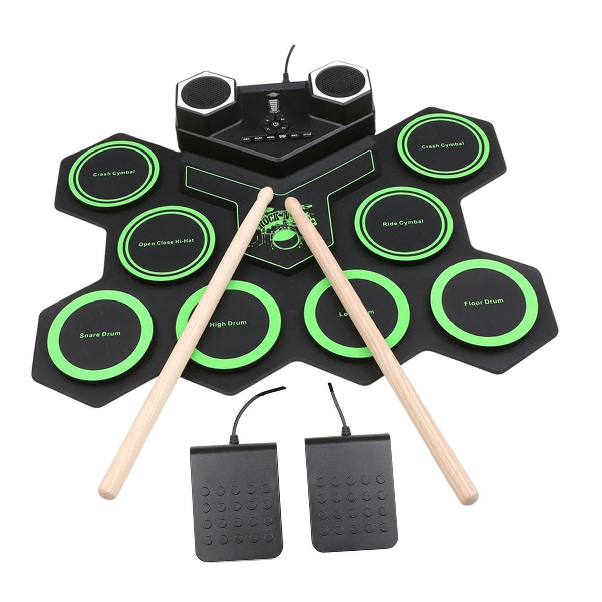 Enakshi (Label) Creations Electric Practice Drum Practice Drum Pad Machine For Children Boys And Girls Greenmusical Instruments 