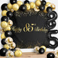 Happy 85Th Birthday Balloons Black Set Decor - Cheers To 85 Years Old Party Theme Garland Banner Backdrop Decorations For Women