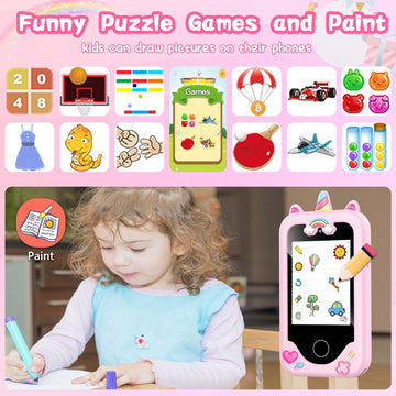 Kids Smart Phone for Girls, Christmas Birthday Gifts for Girls Age 3-10,Kids Toys Cell Phone, Toddler Learning Play Toy Phone wi