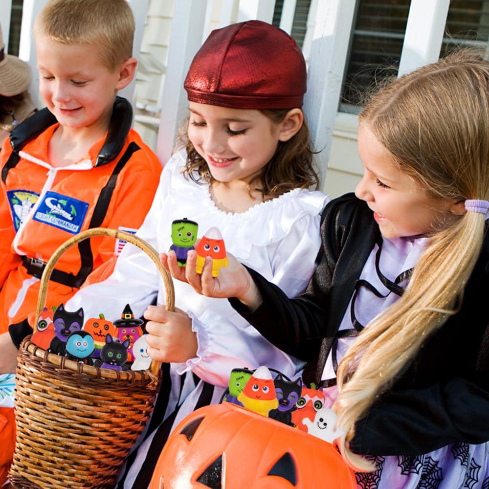 Artcreativity Assorted Halloween Rubber Characters For Kids, Pack Of 10, Variety Of Halloween Figures, Trick Or Treat Supplies, Goodie Bag Fillers, Party Favors, Halloween Themed Bathtub Toys