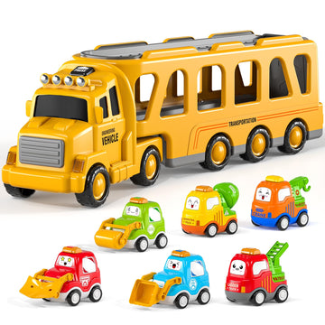 Temi Construction Engineering Toys For 3 4 5 6 7 8 Years Old Kids - Truck Toys For Kids, Transport Vehicle Carrier Truck, Boy Cars Ttoys, Friction Power Toy Cars, Toy Sets, Gift Toys For Ages 3