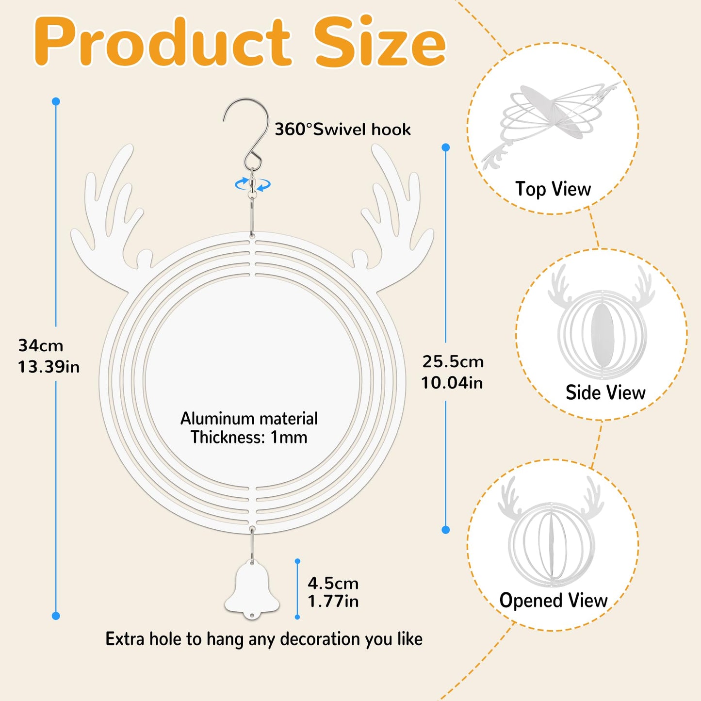 Sublimation Wind Spinner Blanks, 6 Pack 10 Inch 3D Aluminum Metal Hanging Wind Spinner Bulk For Garden Yard Outdoor, Window Porc