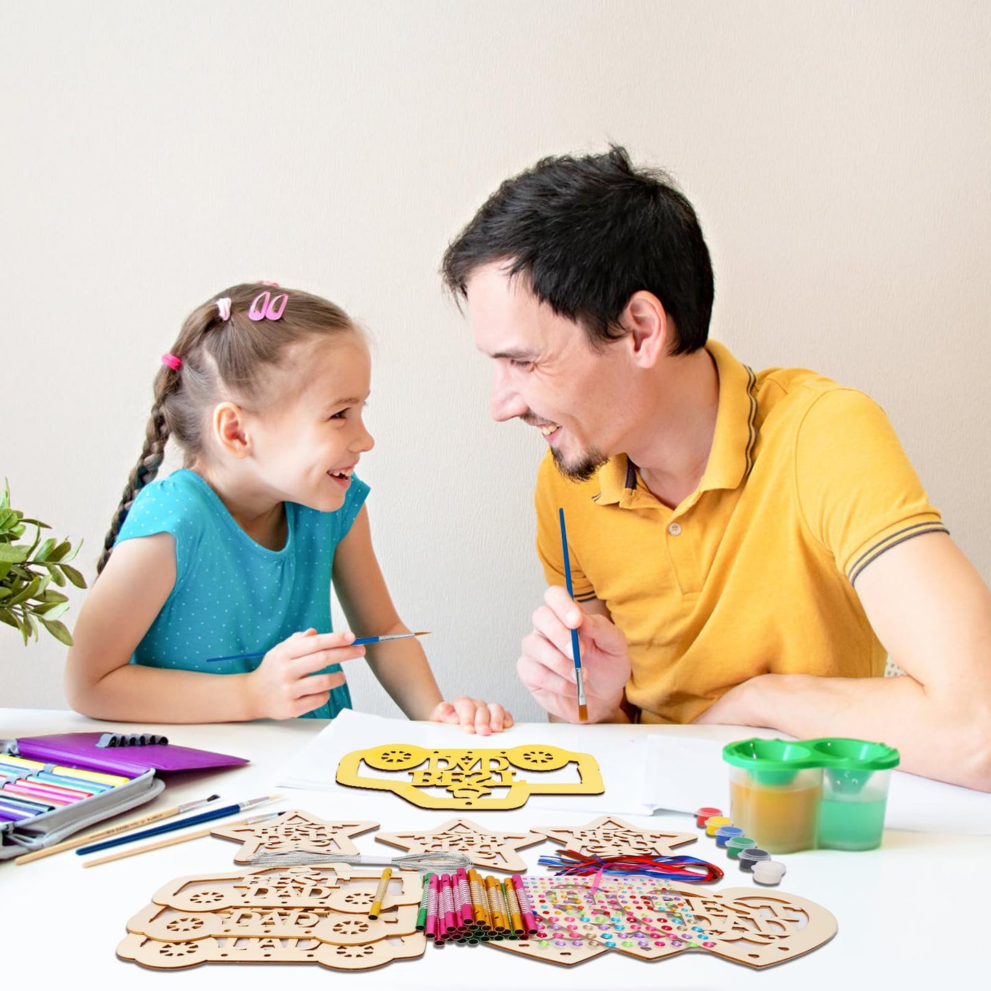 Fennoral 9 Pack Dad Wind Chime Kit For Kids Make You Own Fathers Day Craft Diy Coloring Wooden Father'S Day Art And Craft For Ar