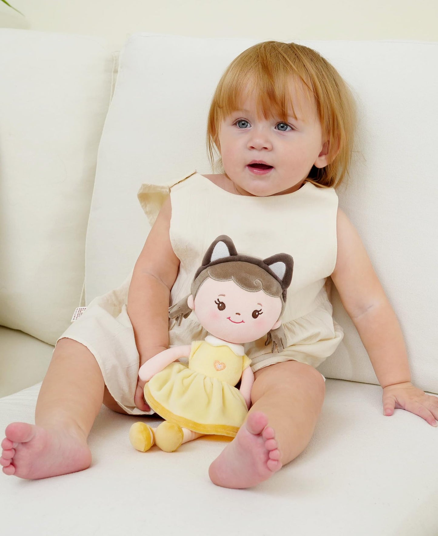 GAGAKU Soft Plush Baby Doll for Girls (12 ) - My First Baby Doll Gift for Girls  Toddlers & Infants  Machine Washable Rag Doll Toy - Puff Girl