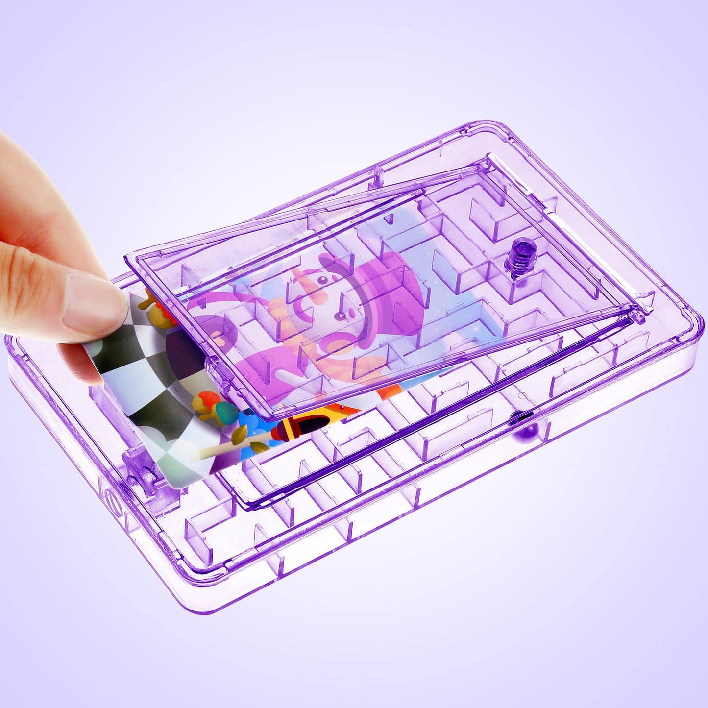 Skylety 5 Pcs Money Puzzle Box Gift Card Box Plastic Puzzle Card Holder Fun Maze Intellectual Pinball Machine Game for Teens and mature-themeds Birthday Party Favors(Purple)