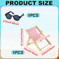 6.69 Inch Doll Accessories Set, Wooden Mini Folding Beach Chair Plastic Miniature Sunglasses For Doll Decorations Dollhouse
