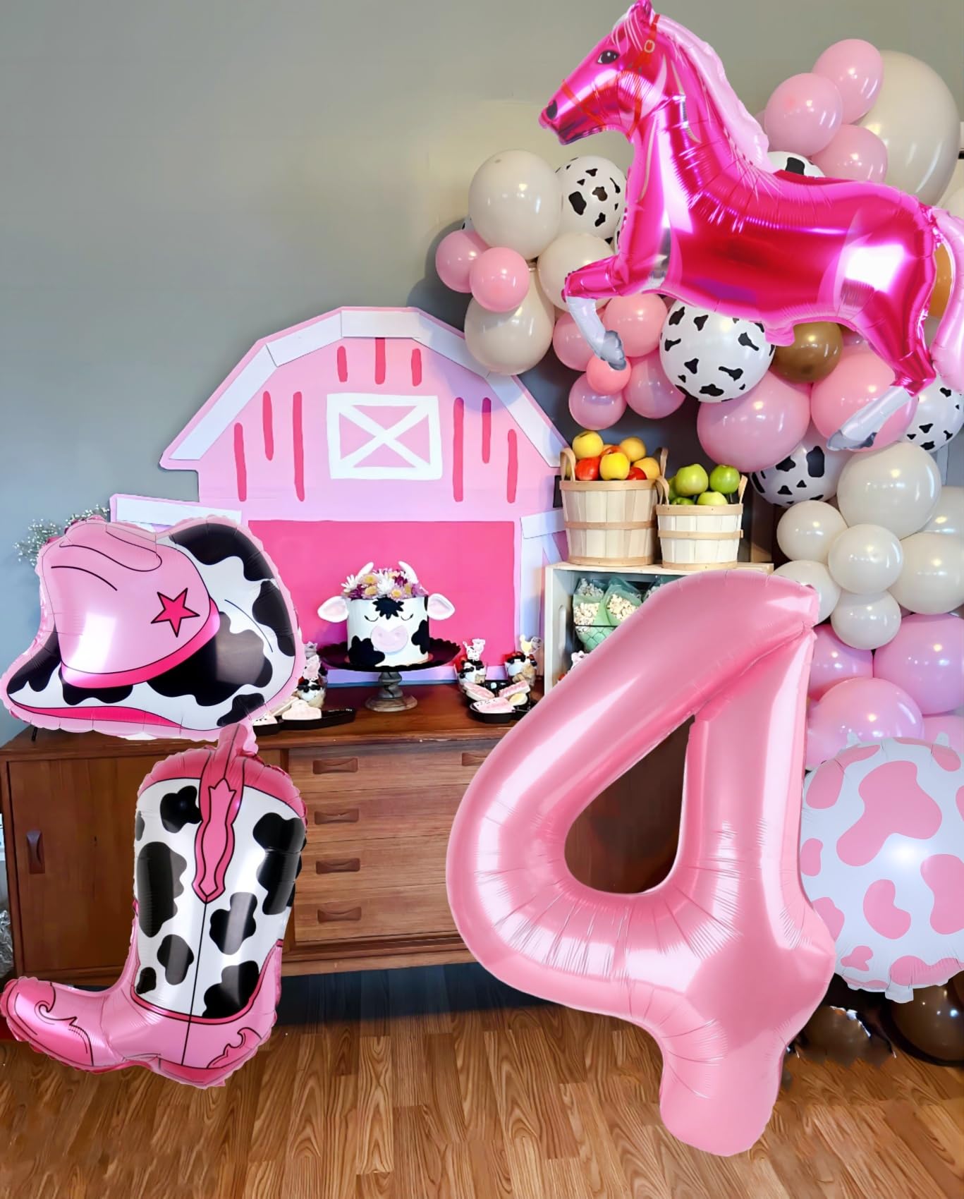 Kwuz Cowgirl Balloons Western Cowgirl 4th Birthday Party Decorations, Farm Themed Girls Rodeo Birthday Party Decor Supplies Favo