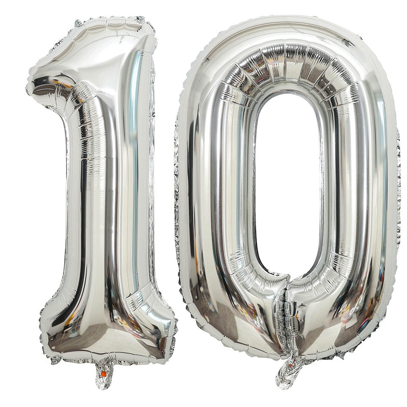 40 Inch Silver 10 Number Balloons Giant 10 Balloons Silver Birthday 10 Balloons 10Th Birthday Anniversary Events Party Decoratio
