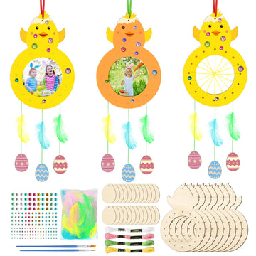 Fennoral 8 Pack Easter Craft For Kids Paint You Own Chick Dream Catcher Craft Kit For Girls Boys Diy Coloring Craft For Easter A