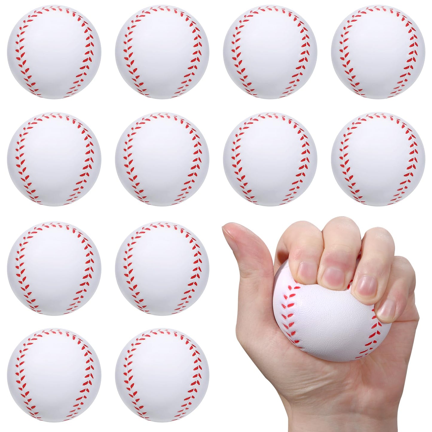 Wellvo 12 Pack Baseball Party Favors 2.5 Inch Mini Foam Baseballs Squishy Balls Sports Stress Balls For Anxiety Relief, Kids Goo