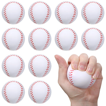 Wellvo 12 Pack Baseball Party Favors 2.5 Inch Mini Foam Baseballs Squishy Balls Sports Stress Balls For Anxiety Relief, Kids Goo