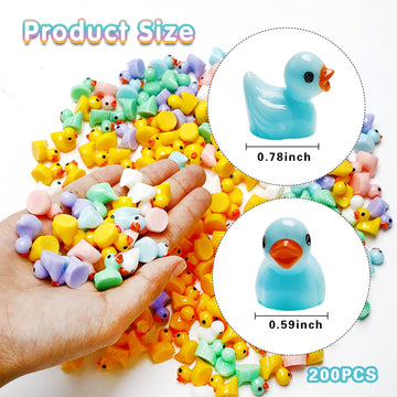 EOMTUR 200 Miniature Christmas Rubber Ducks - Small Yellow Resin Duckies in Assorted Colors for DIY Holiday Decorations