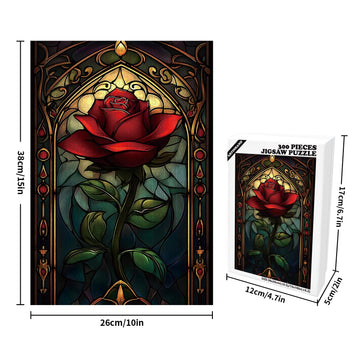 Great Jigsaw Puzzles for mature-themeds 300 Pieces Stained Glass Rose Challenging Puzzles for mature-themeds Toys Gift Family Decoration Kids Puzzle