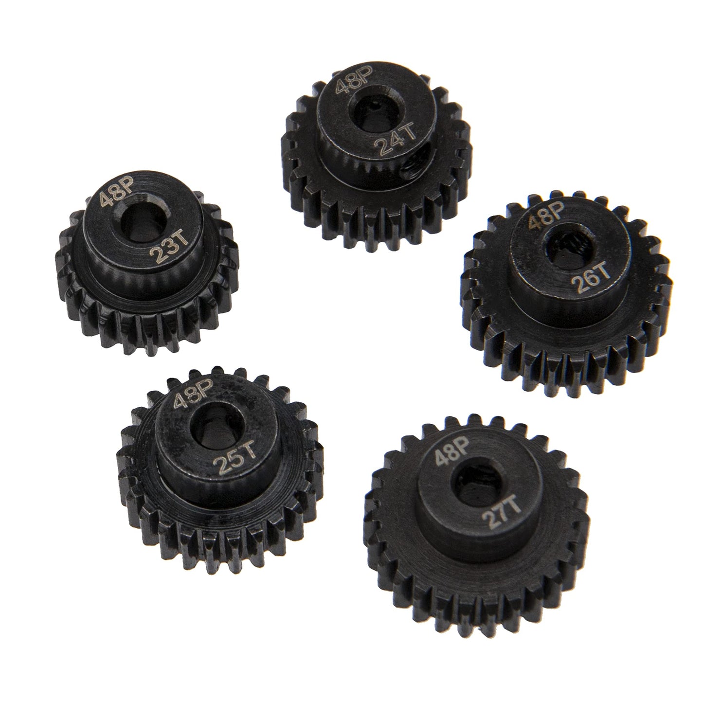 5Pack ShareGoo Steel 48P 3.175mm Pinion Gear Sets 23T 24T 25T 26T 27T fit 3.175mm (1/8-Inch) Shaft Compatible with Arrma HPI Kyo