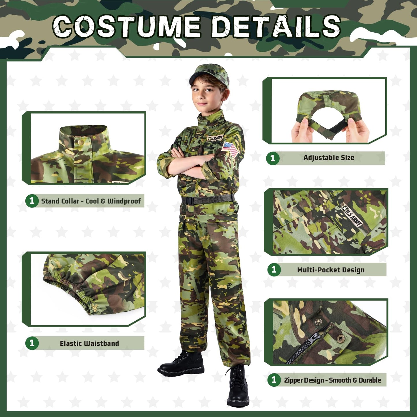 Metemot Kids Army Costume For Boys, Military Army Costume With Army Toys, Solider Boy Dress Up, Halloween Costumes For Boys