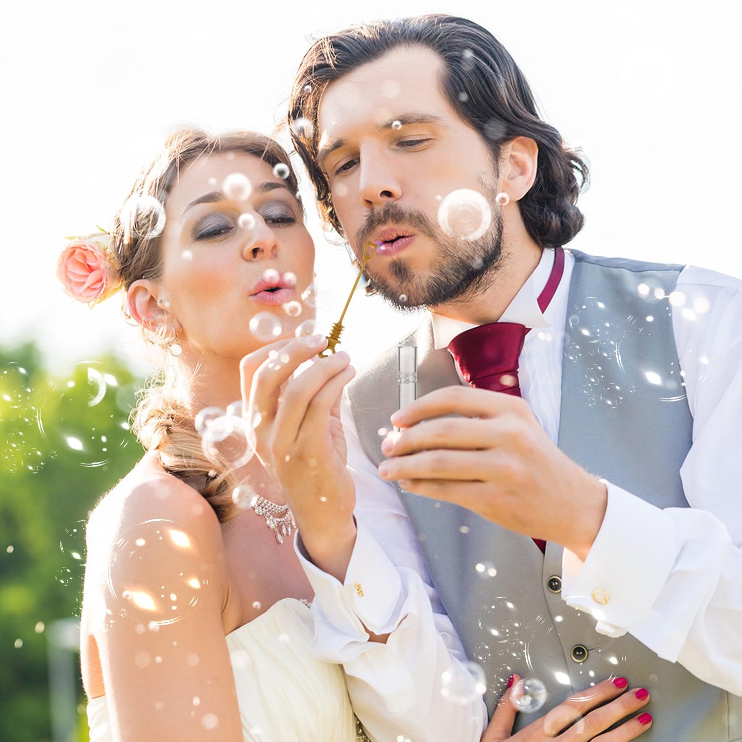 Foilswirl 300 Pcs Mini Wedding Bubble Wand Bulk Gold Heart Bubble Wands Wedding Favors Individual Mini Bubble Wand Favors For We