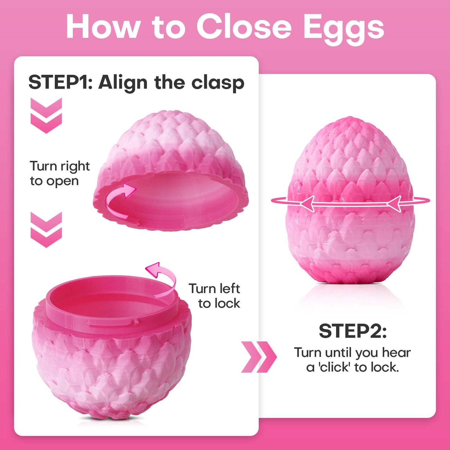 FYEFKJSA 3D Printed Dragon Eggs with Dragon Inside - 12Inch  Articulated Fidget 3D Printed Animals  Interesting Decorative Gift  Easter Basket Essentials Stuffers (Cherry Blossom)