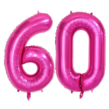 Isndare 40 Inch Number Balloons 60, Hot Pink Helium Foil Number 60 Balloons, Large Number Balloon Age Balloon For Boys Girls Bir