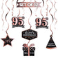 LINGTEER Happy 95th Birthday Rose Gold Swirls Streamers - Cheers to 95th Birthday 95 Years Old Bday Party Hanging Decorations.