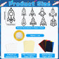 QOUBAI 32 Sets Outer Space Rocket Suncatchers Craft Kit, Colorful Paper Crafts for Home Decor, Classroom, Kids' Birthday Gifts, QB1080