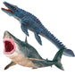 Gemini&Genius Mosasaurus And Megalodon Figurine Toy Set, Dinosaurs Toys With Movable Jaw- 13 Inches Length, Gifts For Kids Or Dino Lovers