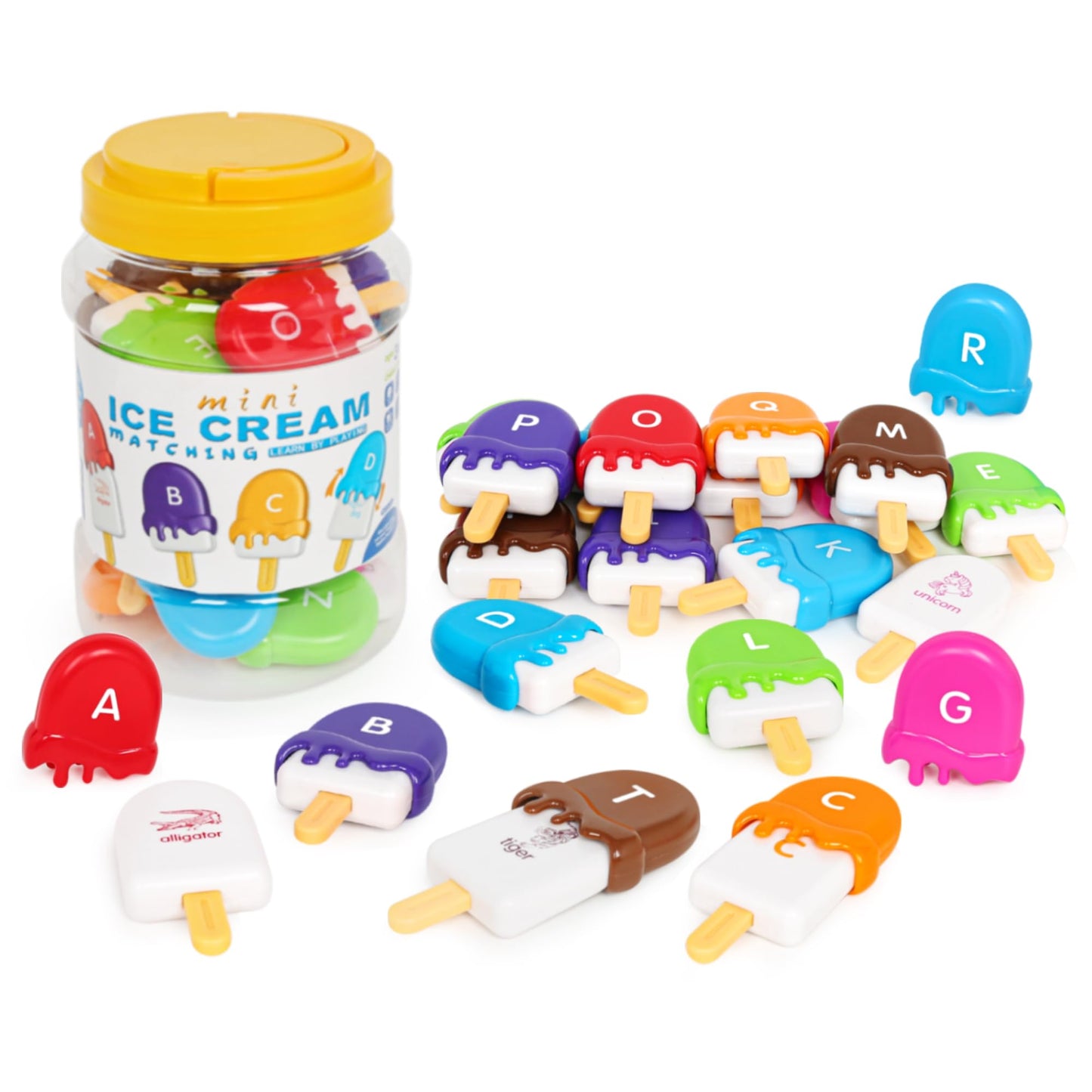 Alphabet Learning Toys Matching Letter ABC Fine Motor Toy Double-Side Ice Cream Toys Preschool Learning Activities Montessori fo
