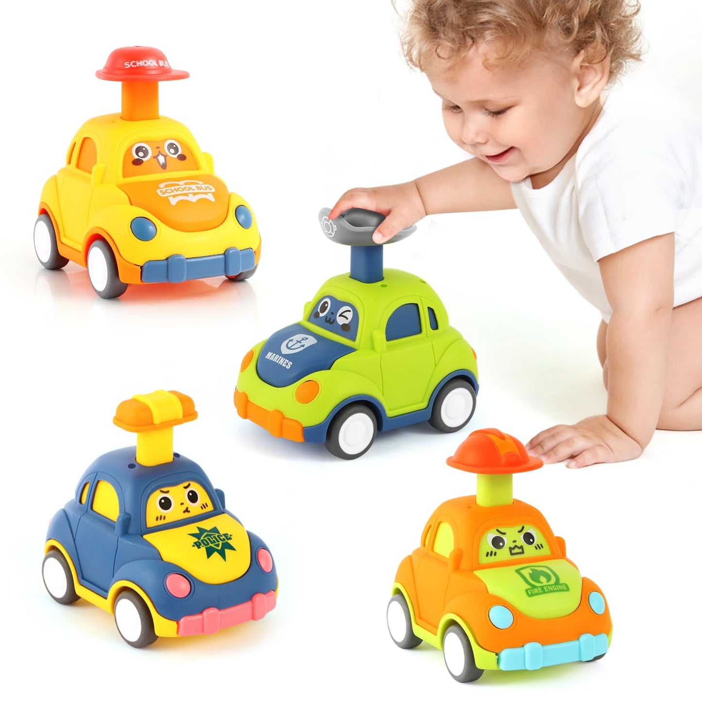 Qsonsell Car Toys For Toddlers 1-3 One Year Old Boy Birthday Gift For Boys Girls Pull Back City Vehicle Toys Party Favors For Ki