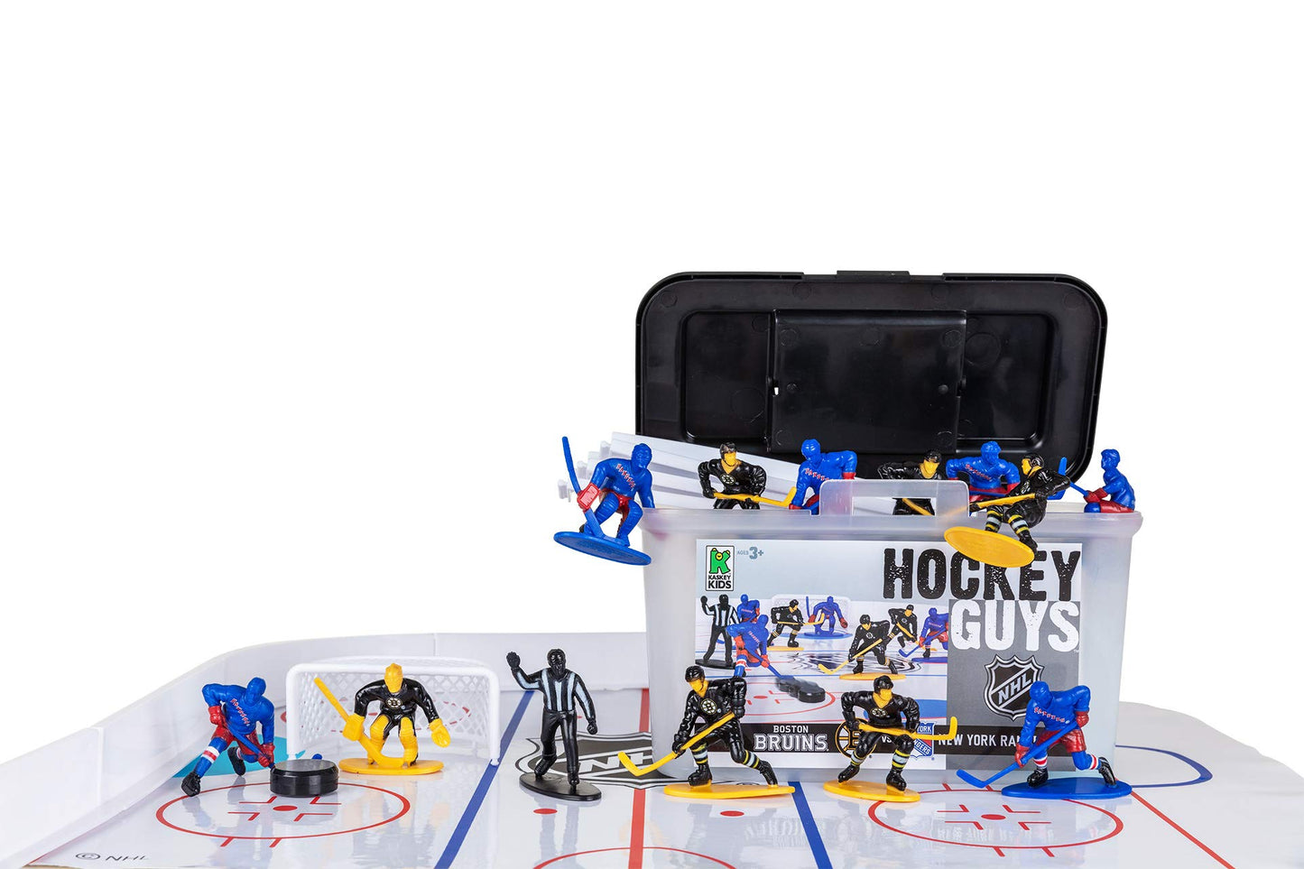 Kaskey Kids NHL Hockey Guys, Rangers vs. Bruins, 27 Pieces in Each Set, Includes 2 Teams, Accessories, and Travel Storage Case, 