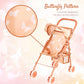 The New York Doll Collection Baby Doll Stroller for Toddlers, Foldable with Canopy, Beige Butterfly, Includes Storage Basket and Seatbelt