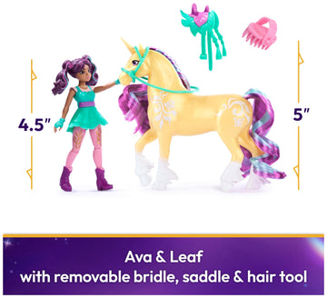 Unicorn Academy, Ava & Leaf Set With 2 Riding Accessories & Hair Styling Tool, Dolls & Unicorn Toys For Girls Ages 4 And Up