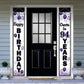 LASKYER Happy 94th Birthday Decorations,94th Purple Balloon Birthday Theme Door Hanging Banner Sign,94 Years Old Bday Party Supp